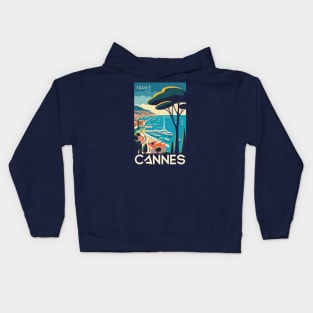 A Vintage Travel Art of Cannes - France Kids Hoodie